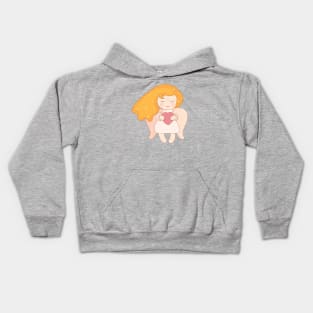 Cute angel with a heart in his hands Kids Hoodie